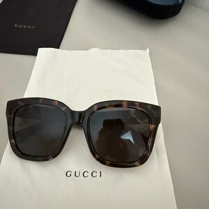 Gucci Tortoise Shell Square Sunglasses with Dark Gray Lenses